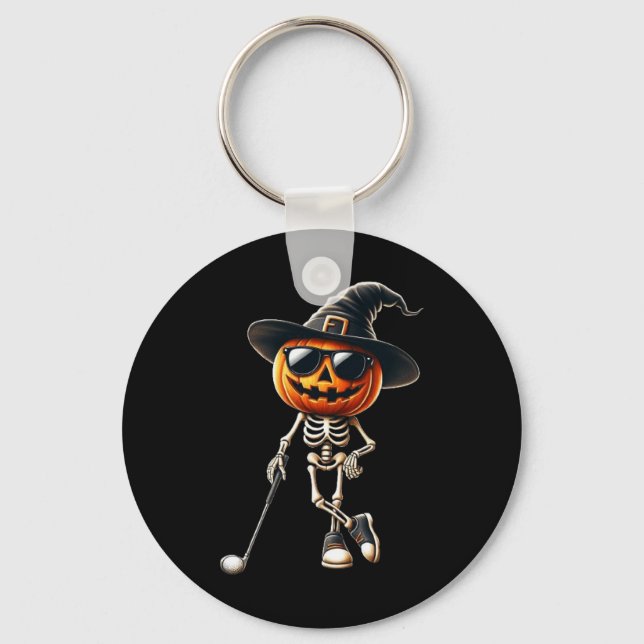 Chaveiro Skeleton Golf Pumpkin Golfing Golfer Cos (Frente)