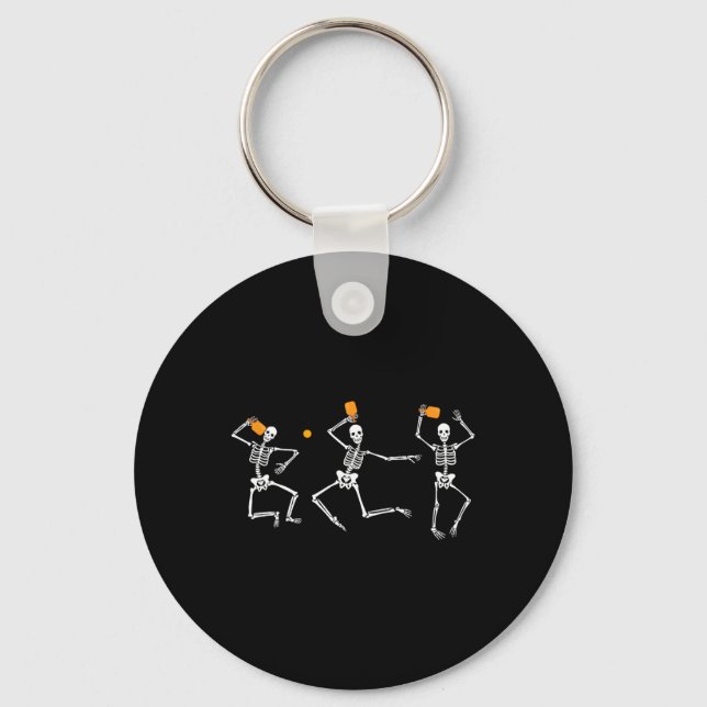 Chaveiro Skeleton Halloween Pickleball (Frente)