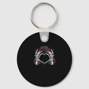Chaveiro Skeleton Hand Heart EUA Patriotic American