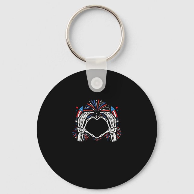 Chaveiro Skeleton Hand Heart EUA Patriotic American (Frente)