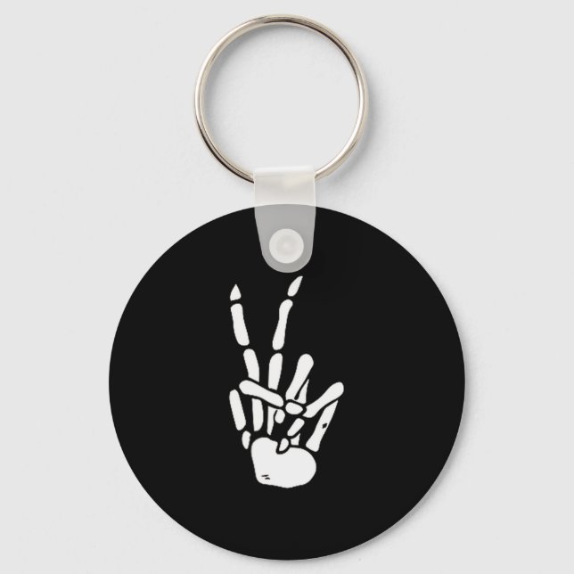 Chaveiro Skeleton Hand Peace Sign Bone  (Frente)