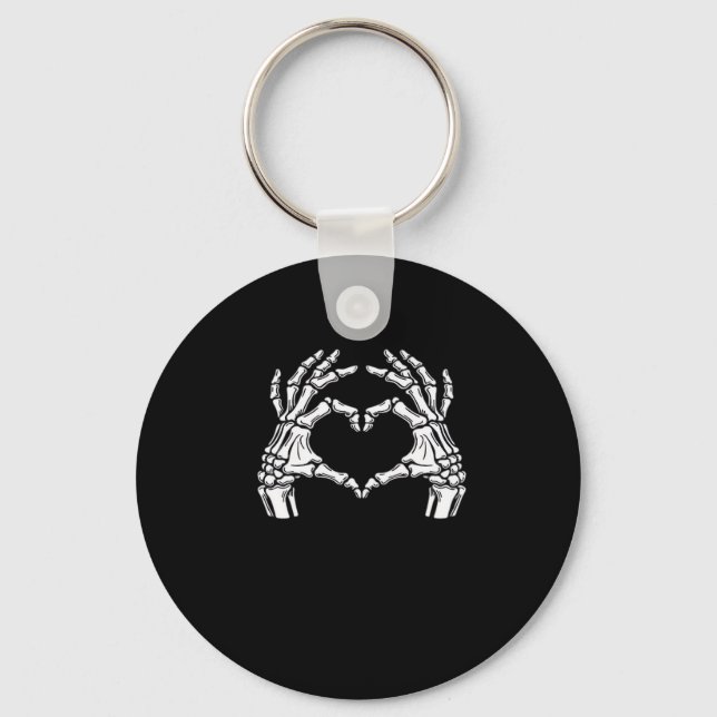 Chaveiro Skeleton Heart Hands Sinal Halloween Figurume Vira (Frente)