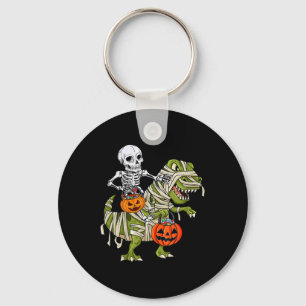 Chaveiro Skeleton Riding Mummy Dinosaur T Rex Halloween
