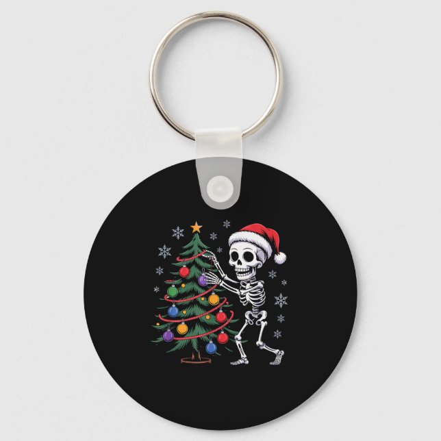 Chaveiro Skeleton Santa Hat Christmas Tree Creepy Cute Xmas (Frente)
