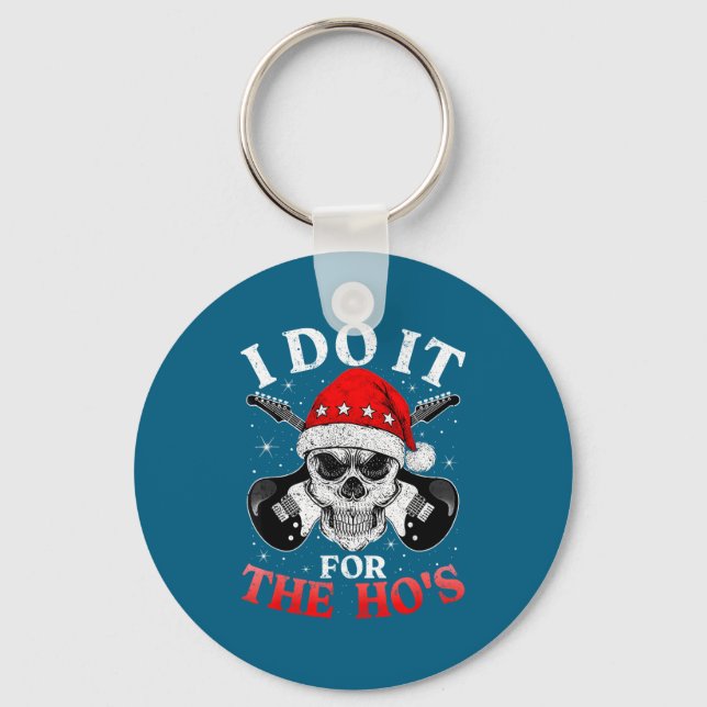 Chaveiro Skeleton Santa Rocker Inappropriate Funny Guitar G (Frente)
