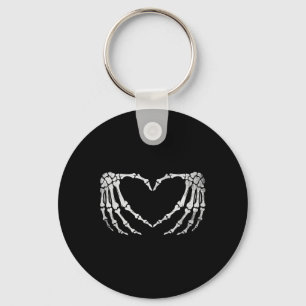 Chaveiro Skeleton Sinal de Coração Mão Vintage Figurume de 