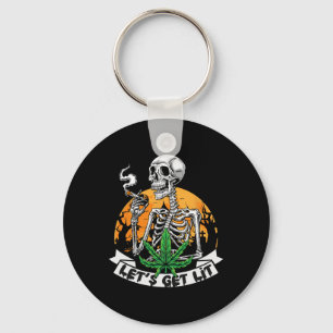Chaveiro Skeleton Stoner Smoking Weed Vamos Sente-se