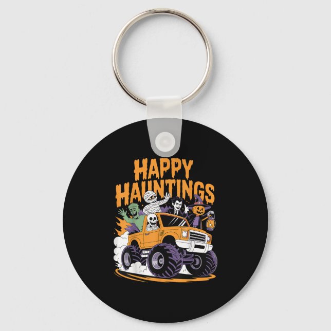 Chaveiro Skeleton Zombie Vampire Monster Truck Halloween Te (Frente)