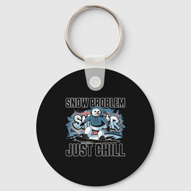 Chaveiro Ski And Snowboarding Funny Skier Snowboarder Snowm (Frente)