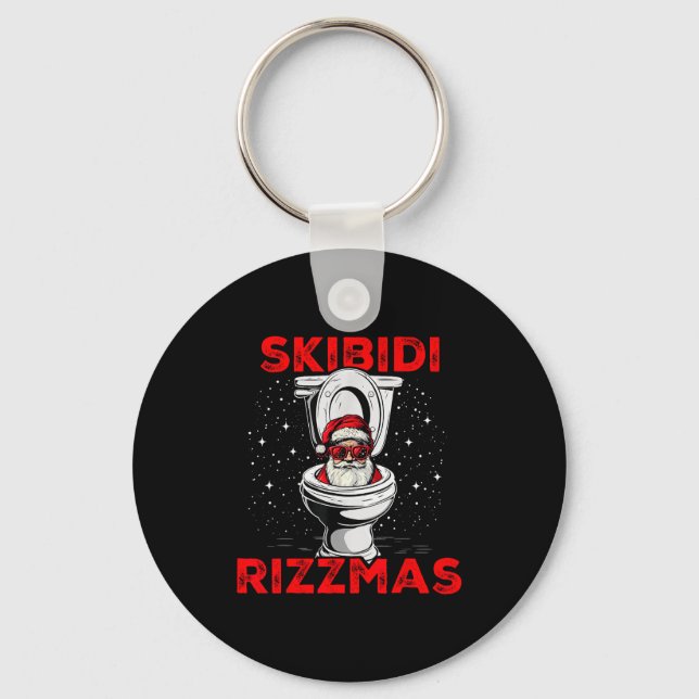 Chaveiro Skibidi Rizzmas Funny Santa Toilet White Elephant  (Frente)