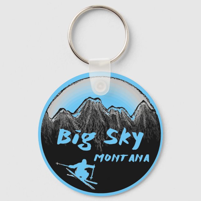 Chaveiro Skier artístico do Big Sky Montana (Frente)