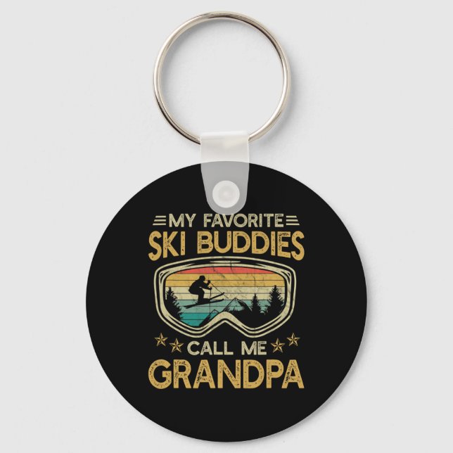 Chaveiro Skiing - My Favorite Ski Buddies Call Me Grandpa  (Frente)