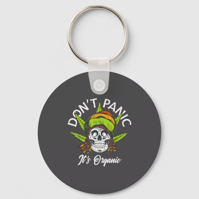 Chaveiro Skull Jamaica Rasta Funny Don´t Panic It´s Organic (Frente)