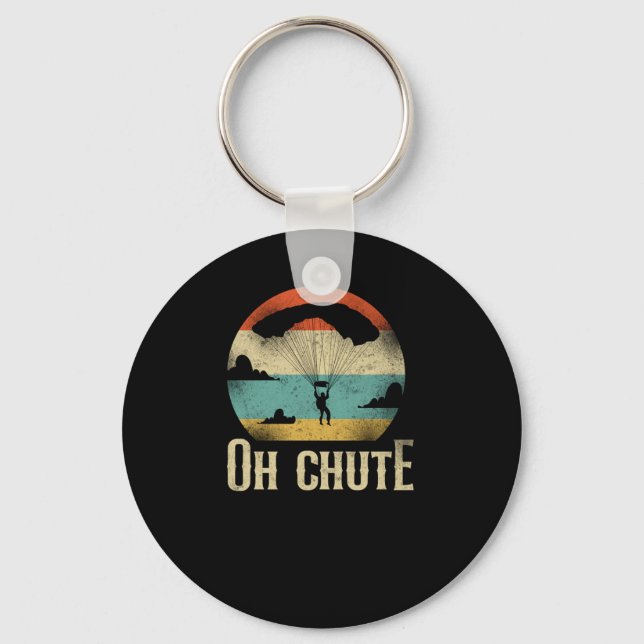 Chaveiro Skydiving Oh Chute Parachute Paraglide Retro Vinta (Frente)