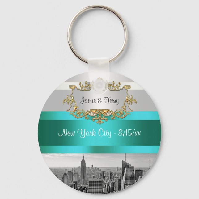 Chaveiro Skyline BW 05 White Teal Invite Suite NYC (Frente)