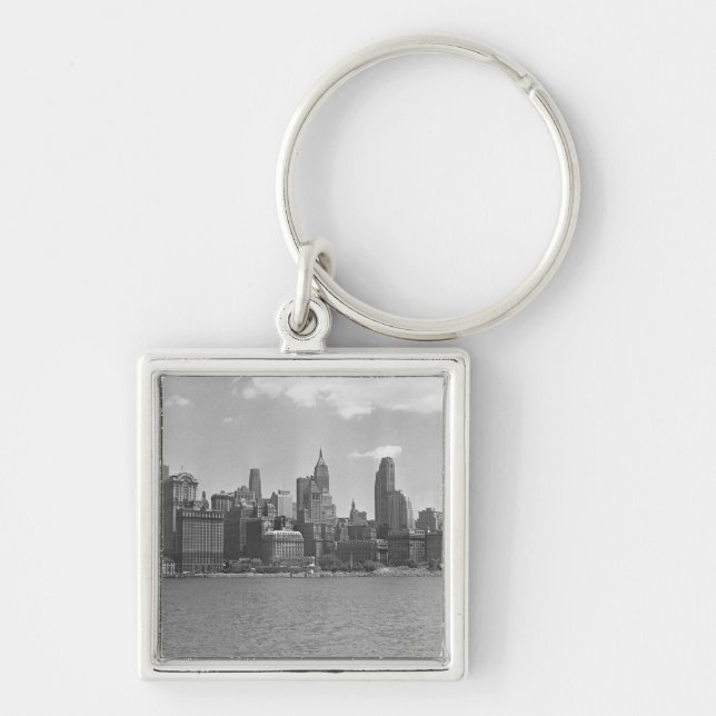 Chaveiro Skyline de Manhattan New York EUA B&W (Frente)