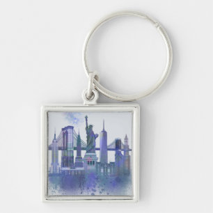 Chaveiro Skyline de Nova York - Azul-Cria