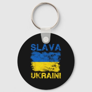 Chaveiro Slava Ukraini Cores da Bandeira da Ucrânia Distres