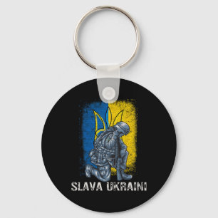 Chaveiro Slava Ukraini Glória à Ucrânia Tridente Pró-Ucrâni