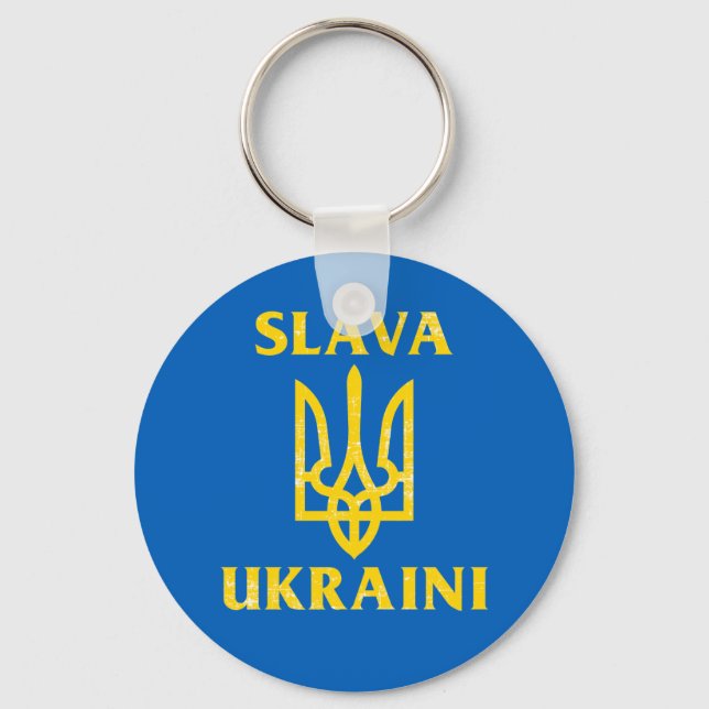 Chaveiro Slava Ukraini slava ukrayini Ukraine flag  (Frente)