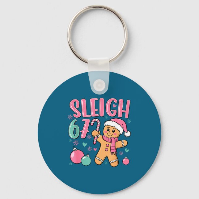 Chaveiro Sleigh 67 Gingerbread Christmas Six Seven Meme Vir (Frente)