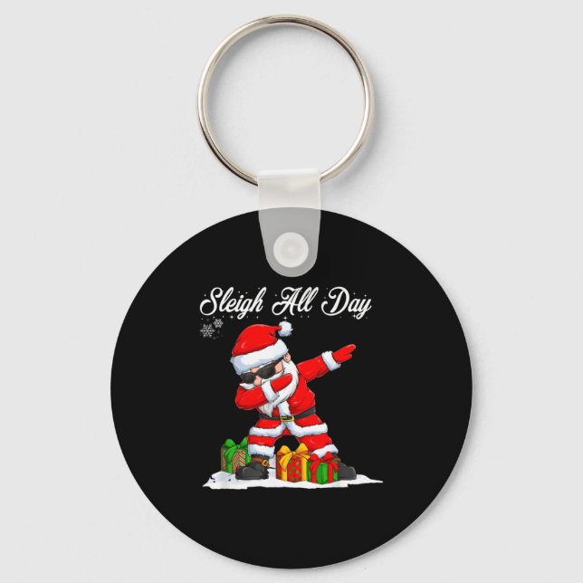 Chaveiro Sleigh All Day Dabbing Santa Funny Christmas Xmas  (Frente)