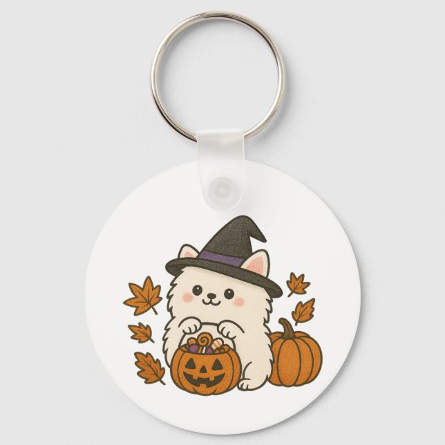 Chaveiro Sleutelhanger Halloween Pomeranian – Cute & Spooky (Frente)