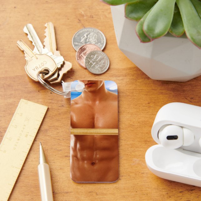 Chaveiro SlipperyJoe muscular homem abdominal quarto de ves (Mesa)