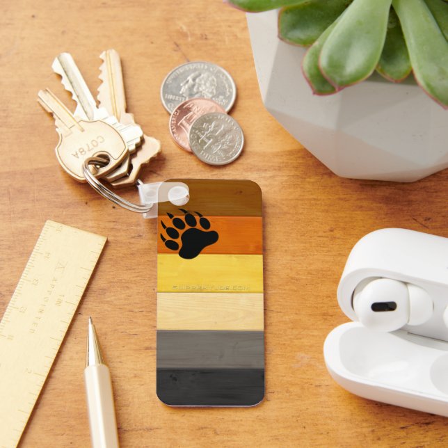 Chaveiro SlipperyJoe's Bear Pride sinaliza textura de madei (Mesa)