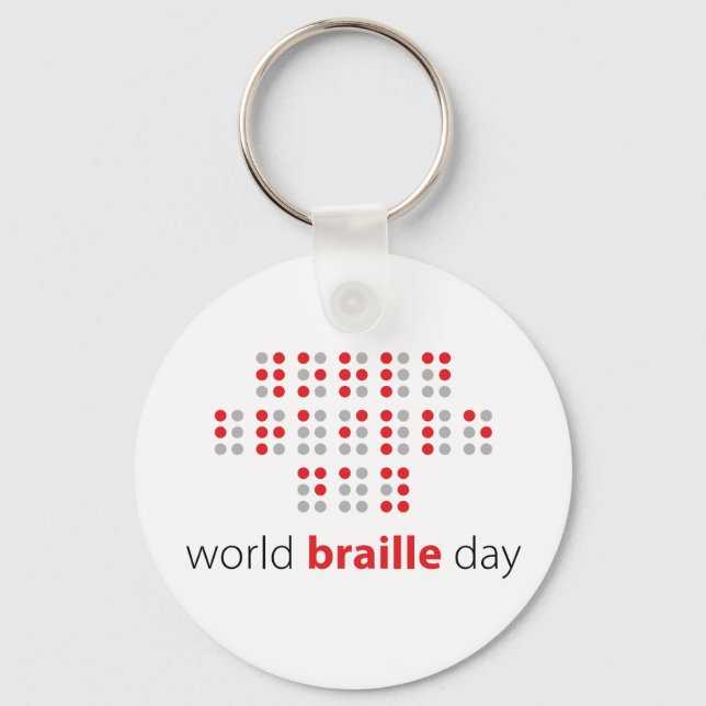 Chaveiro Slogan World braille day. Wereld braille dag. (Frente)