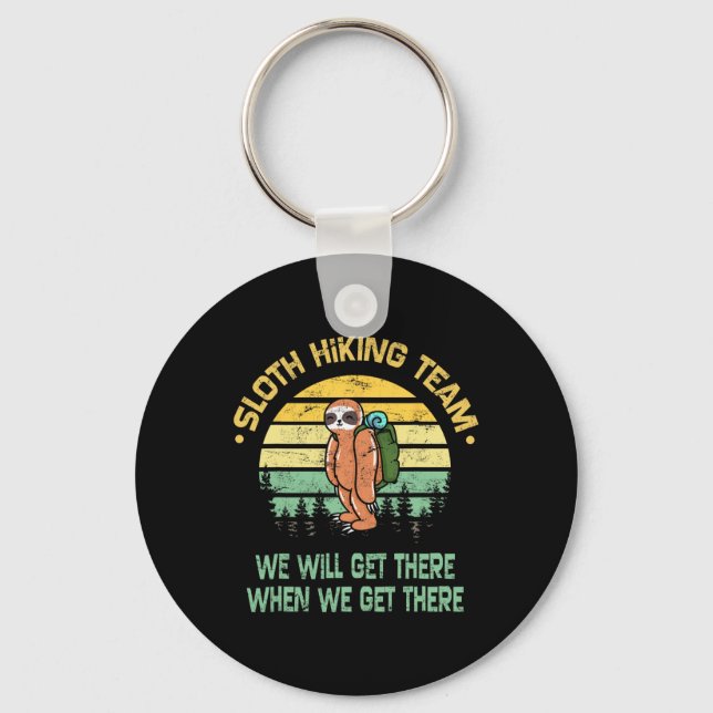 Chaveiro Sloth Hiking Team Hiker Camper Funny Retro  (Frente)