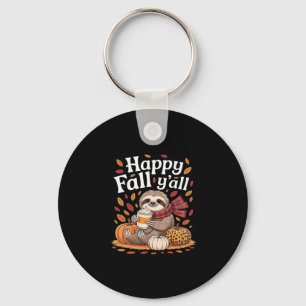 Chaveiro Sloth segurando picha de abóbora feliz outono