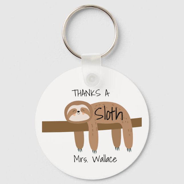 Chaveiro Sloth Teacher Keyring, Thank You Teaching Assistan (Frente)