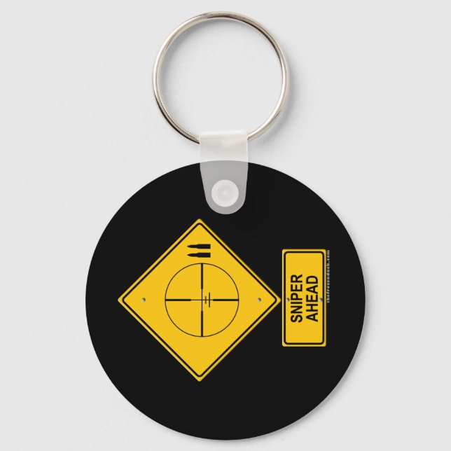 Chaveiro Sniper Ahead Warning Sign (Crosshairs) (Frente)