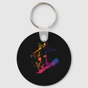 Chaveiro Snowboard Color Paint Splash Snowboarder Downhi