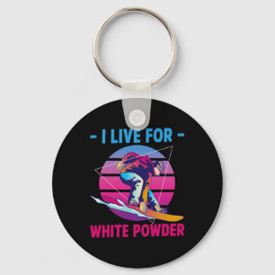 Chaveiro Snowboard I Live for White Powder Retro 90s 80s