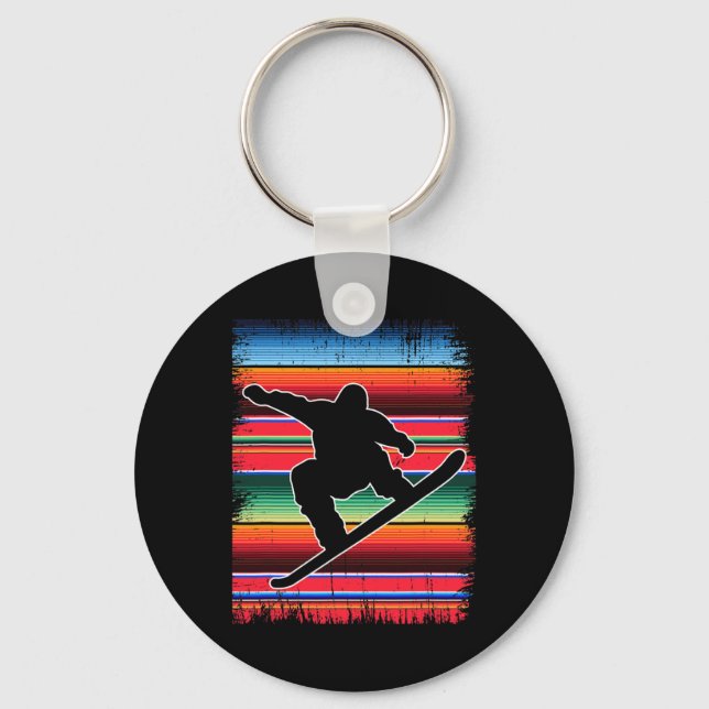 Chaveiro Snowboard Mexicano Serape Impressão Cinco De Mayo  (Frente)