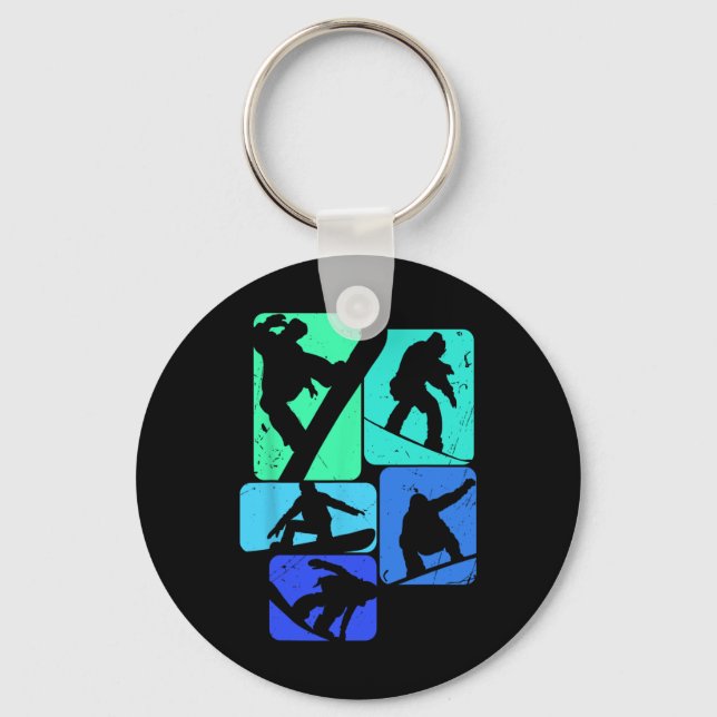 Chaveiro Snowboard Para Snowboarder Retro Mens Snowboard (Frente)