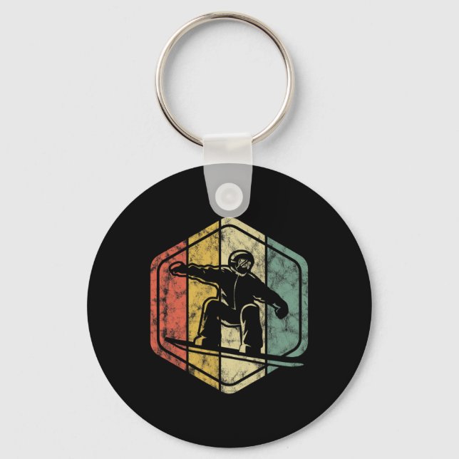 Chaveiro Snowboard Retro Vintage Design Para Snowboarder (Frente)