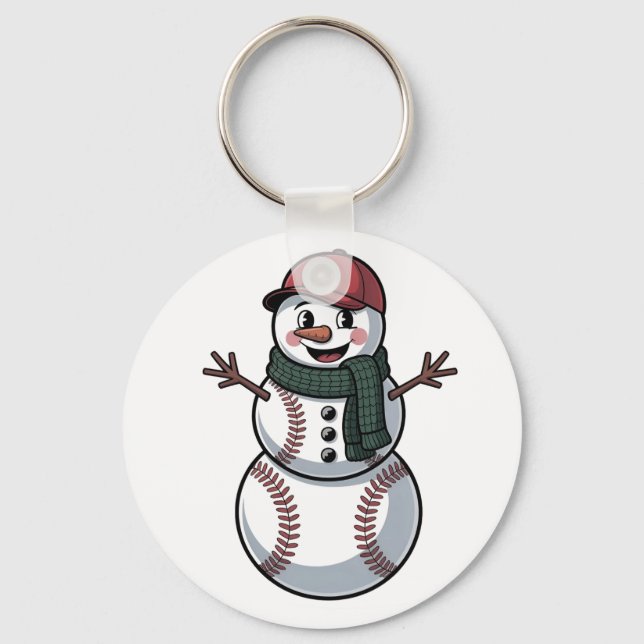 Chaveiro Snowman Baseball Papais noeis de Natal Baseball Ba (Frente)