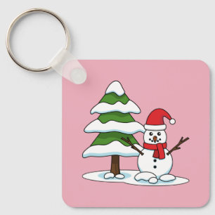 Chaveiro Snowman com Snowy Pine Tree