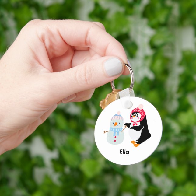 Chaveiro Snowman e Pinguim congelados (Mão)