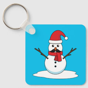 Chaveiro Snowman engraçado com bigode e papagaio