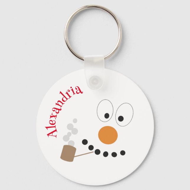 Chaveiro Snowman Engraçado Rosto Feliz Natal Novamente (Frente)