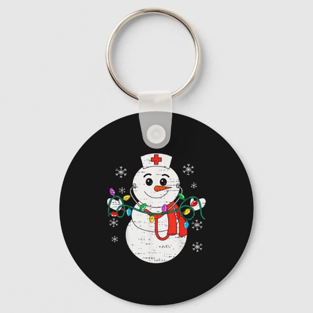 Chaveiro Snowman Nurse Christmas Stethoscope Xmas Scrub Top (Frente)