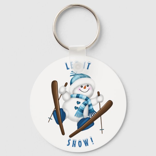 Chaveiro Snowman Snow Skier Snowflake (Frente)