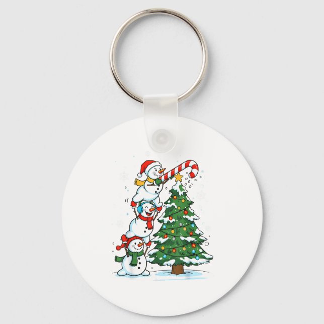 Chaveiro Snowman Snowflake, Merry Christmas Tree, Xmas Holi (Frente)
