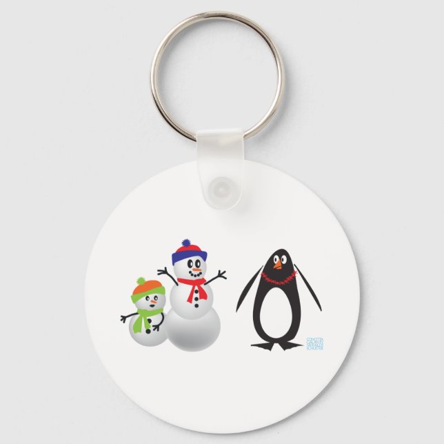 Chaveiro Snowmen e Pinguim (Frente)