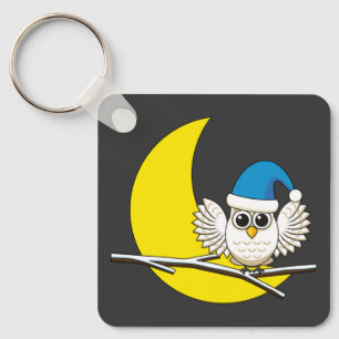 Chaveiro Snowy Owl em Nova Lua Noite de inverno