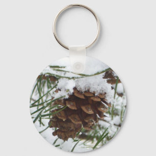 Chaveiro Snowy Pine Cone I Winter Nature Photoshop